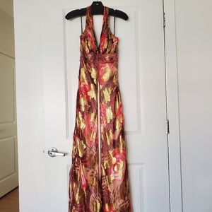 Sue Wong Beaded Halter Silk Full-Length Gown Size 4